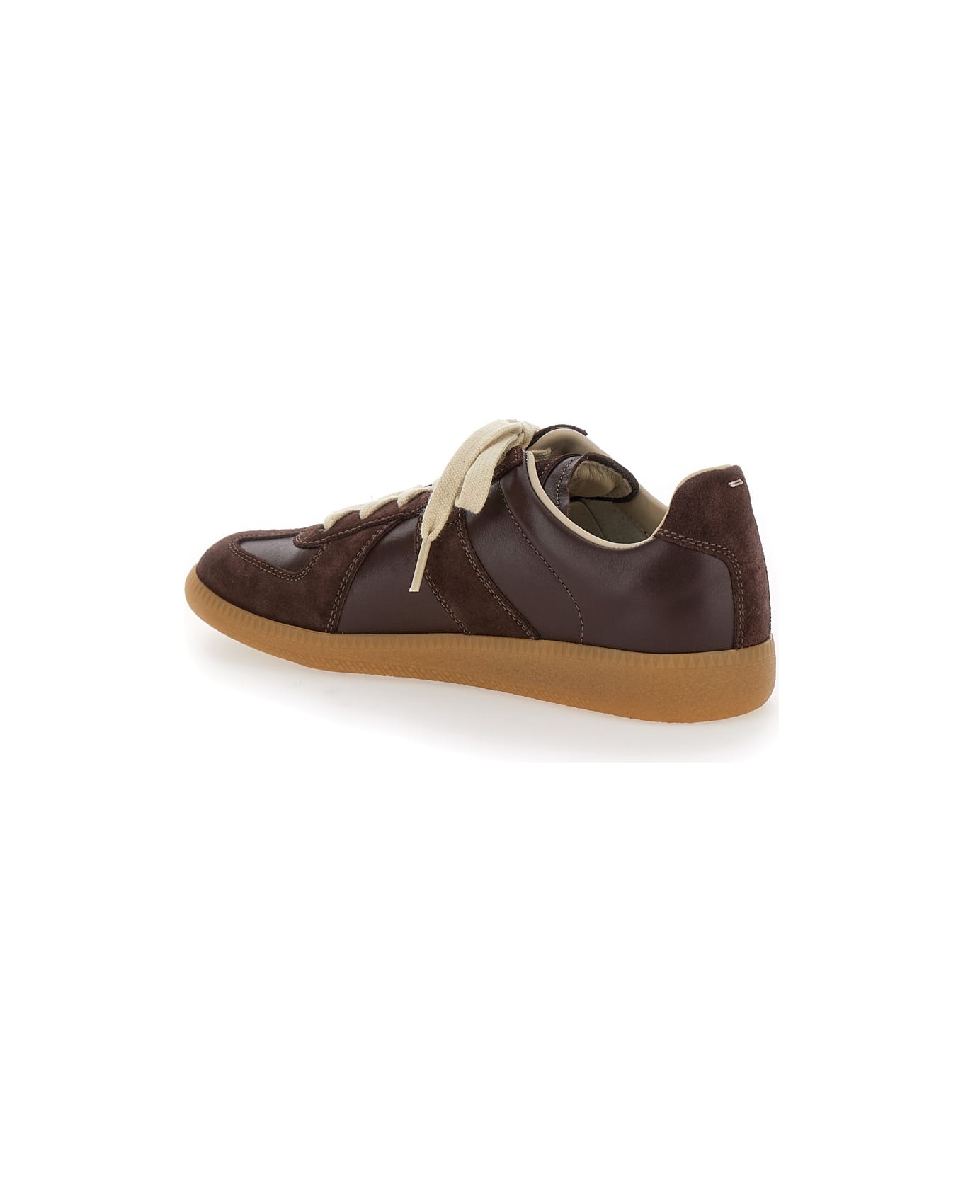 'replica' Brown Low Top Sneakers In Suede And Leather Woman - 2