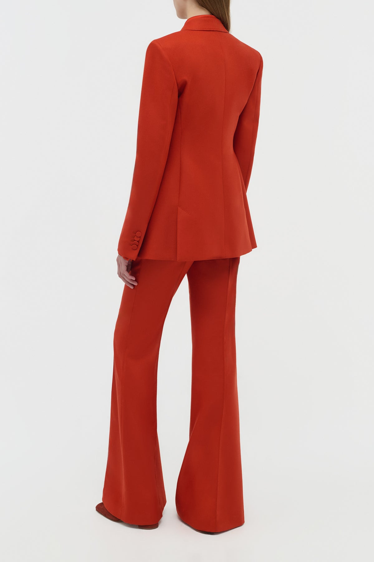 Rhein Flare Pant in Antelope Orange Wool Cashmere Flannel - 4