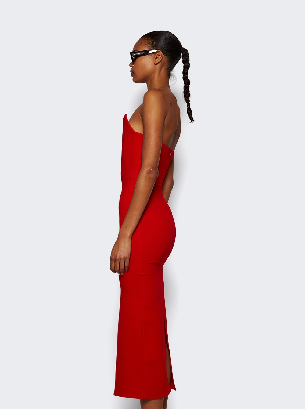 Strapless Dress In Stretch Crepe Red - 3