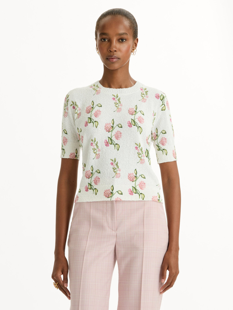 PORCELAIN FLOWER-PRINTED EMBROIDERED PULLOVER 4