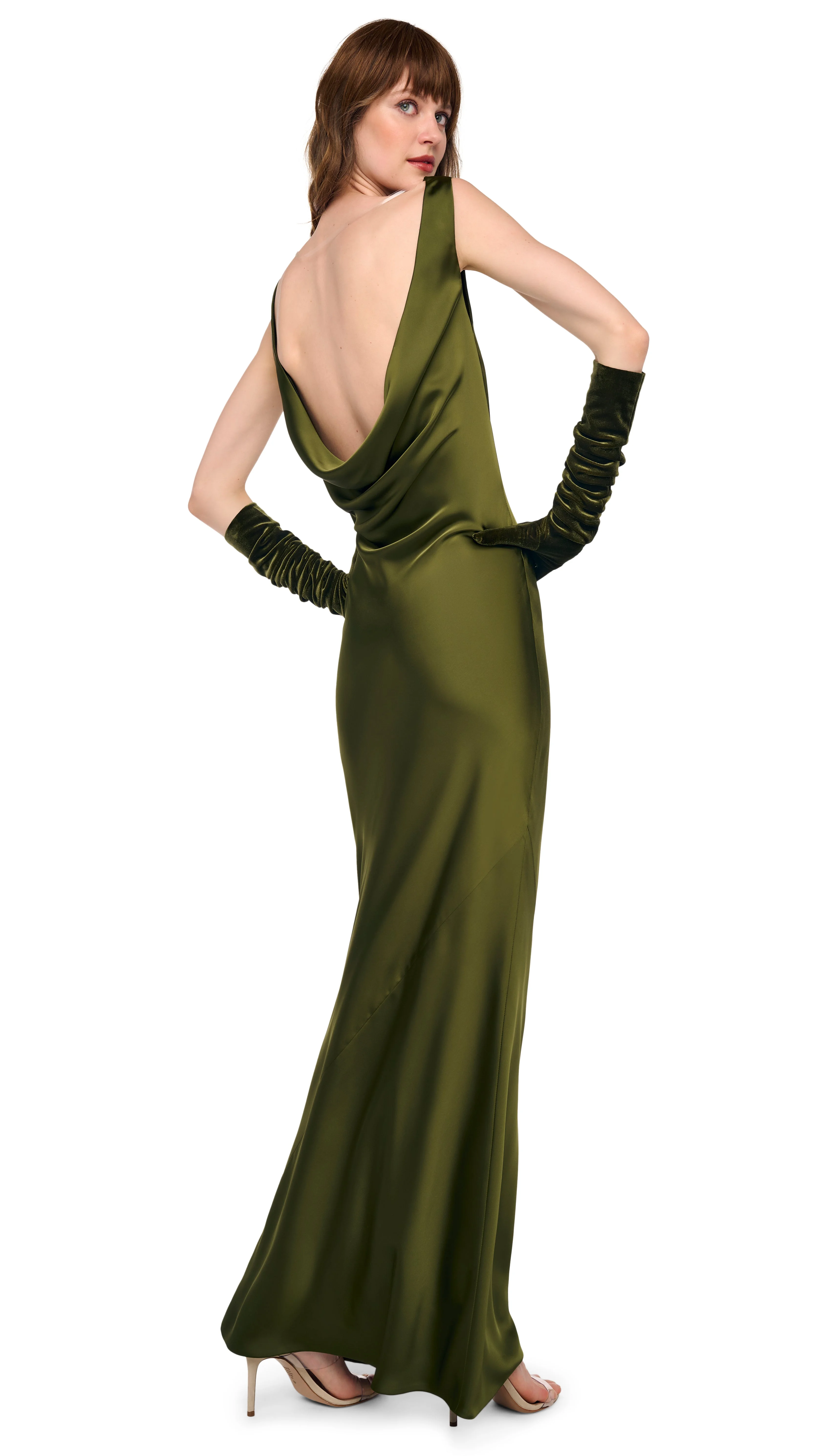 SLEEVELESS LOW BACK DRAPE GOWN - 1