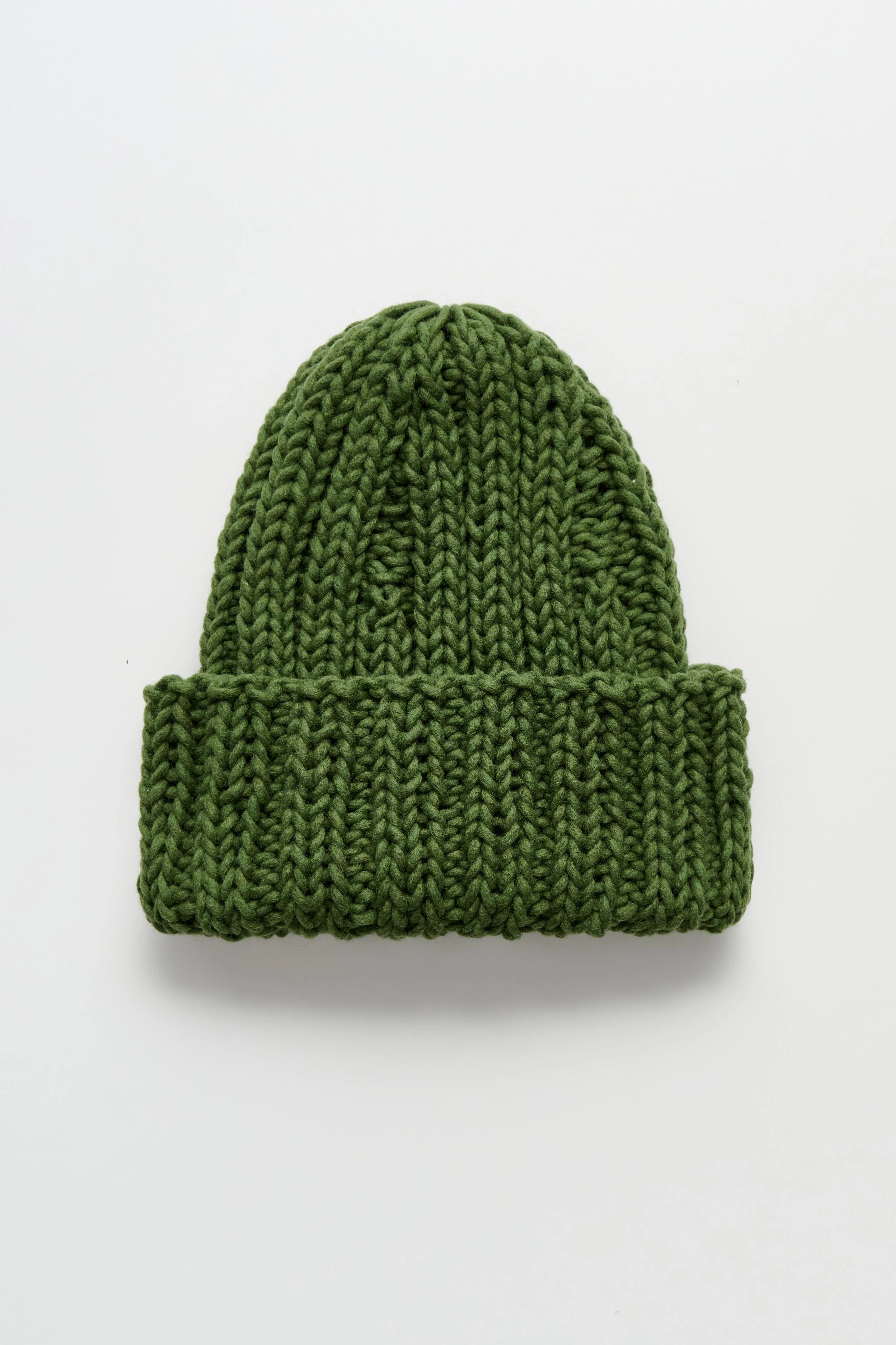 AURALEE WOOL CASHMERE FELTED HAND KNIT BEANIE OLIVE - 1