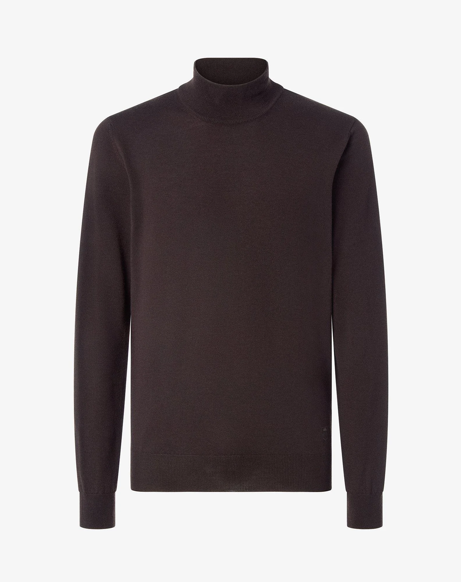 Dark brown long-sleeved turtleneck jumper made from pure wool - 1