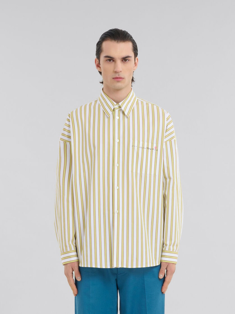 Marni YELLOW AND ORANGE STRIPED BIO POPLIN SHIRT outlook
