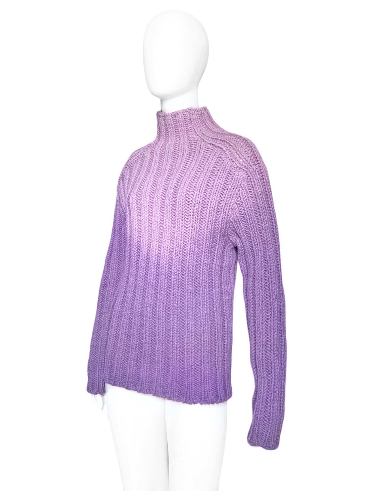 Gucci Fall 1998 Menswear Purple Ombré Heavyweight Knit Turtleneck Sweater L - 3