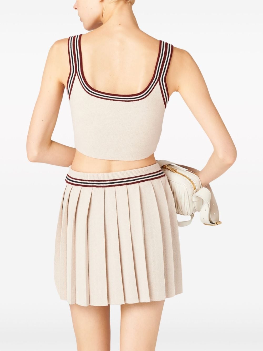 stripe-trim cashmere cropped top - 3