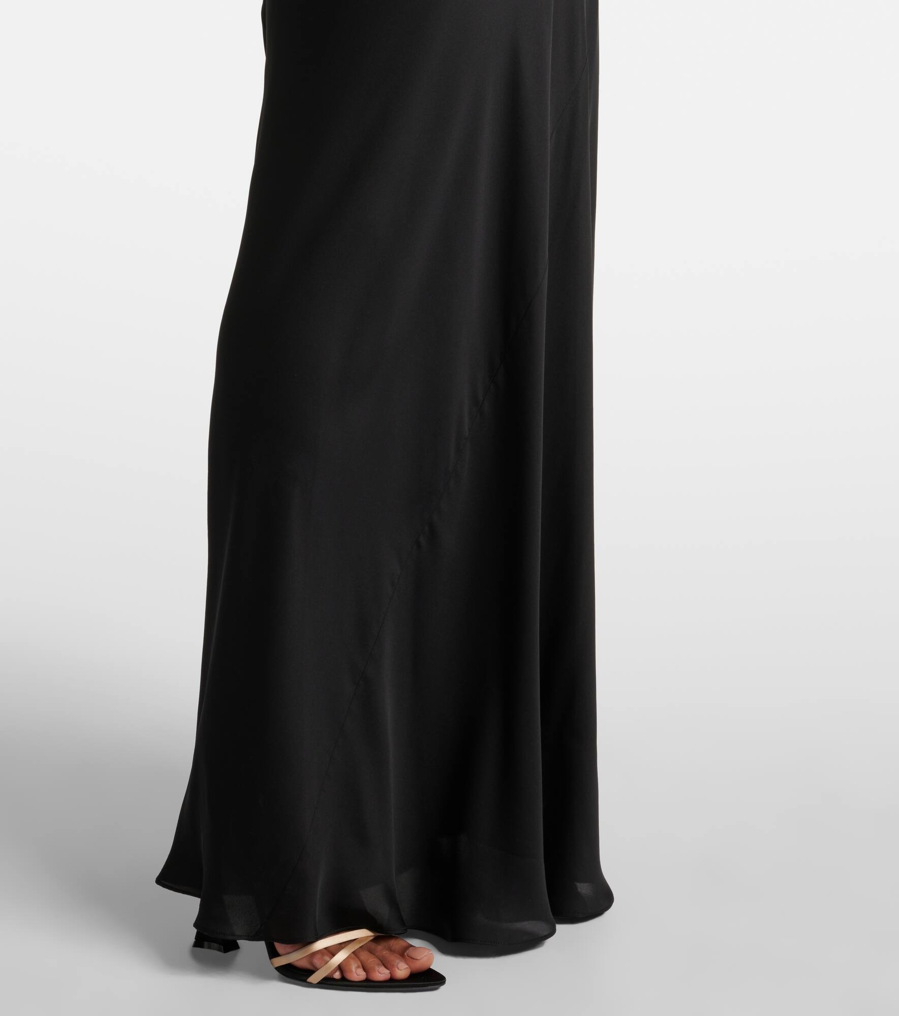 Lace-trimmed silk charmeuse gown - 5