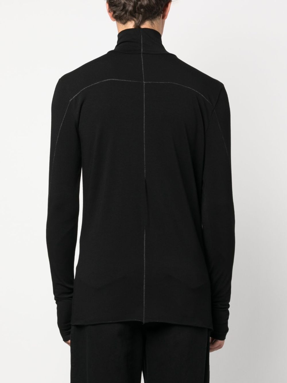 contrast-stitching high-neck T-shirt - 4