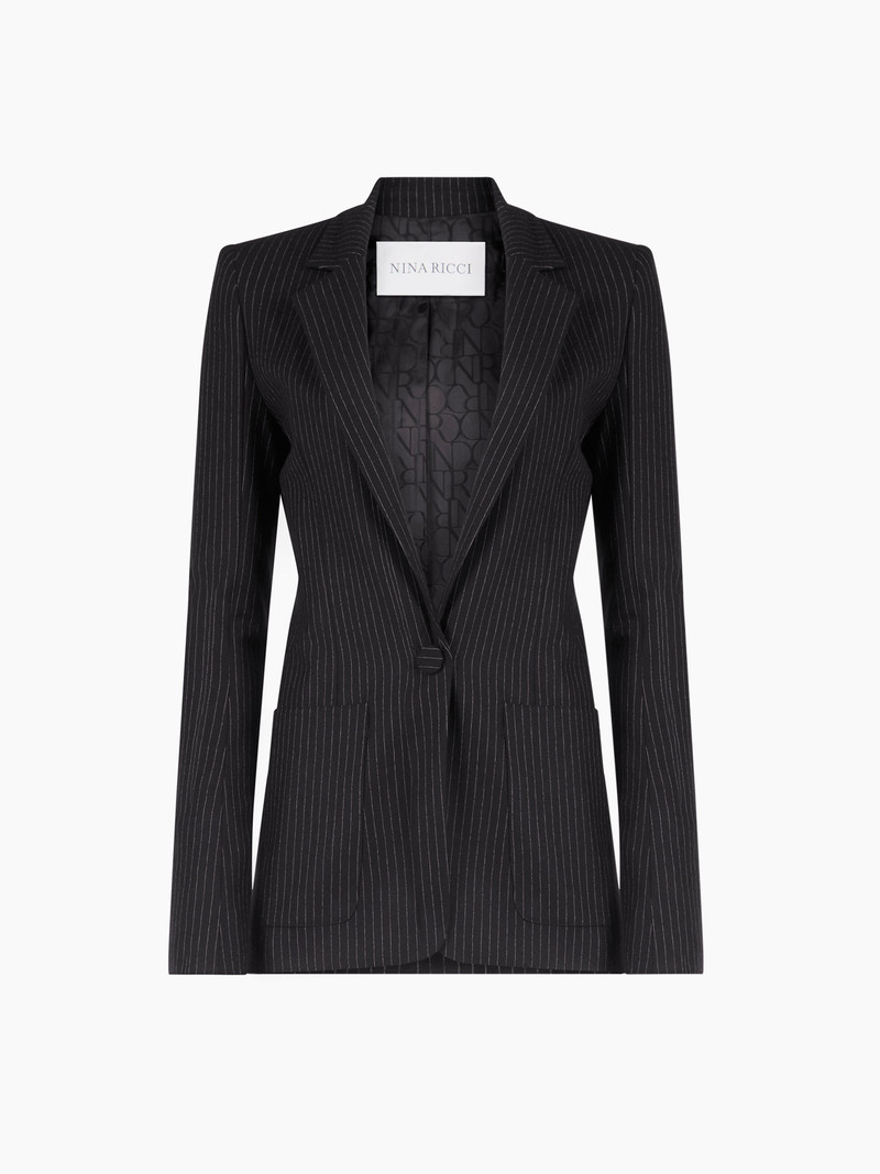 Pinstriped Wool Blazer 5