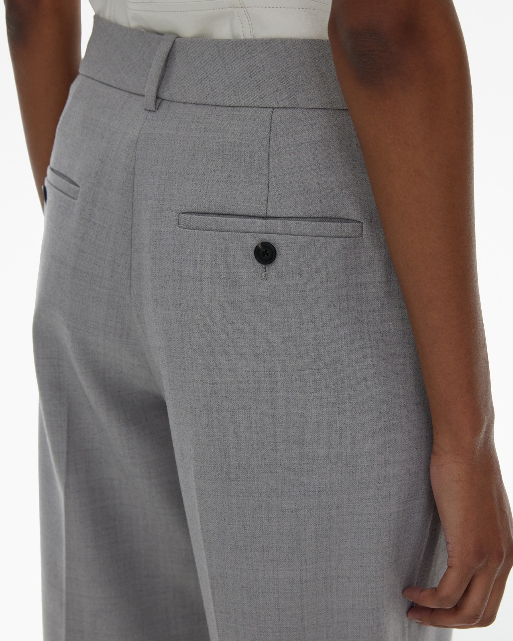 PLEATED STRETCH WOOL PANT - 7