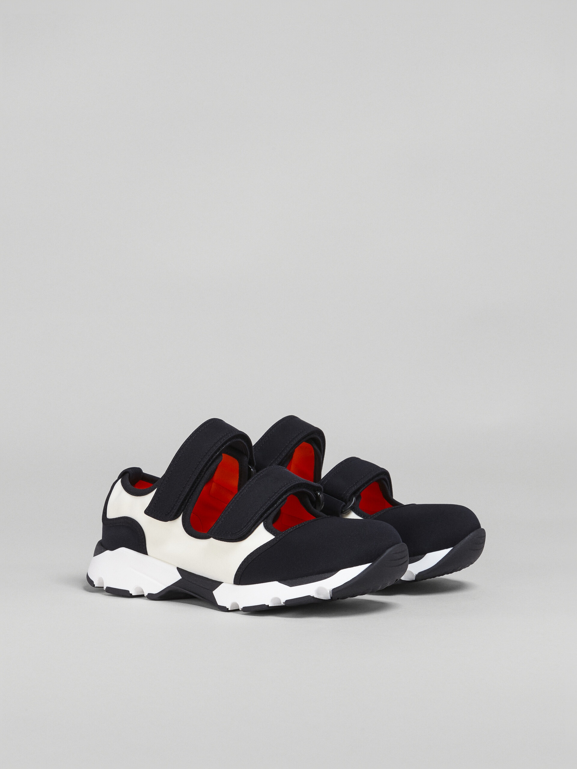 BLACK AND WHITE TECHNO FABRIC SNEAKERS - 2