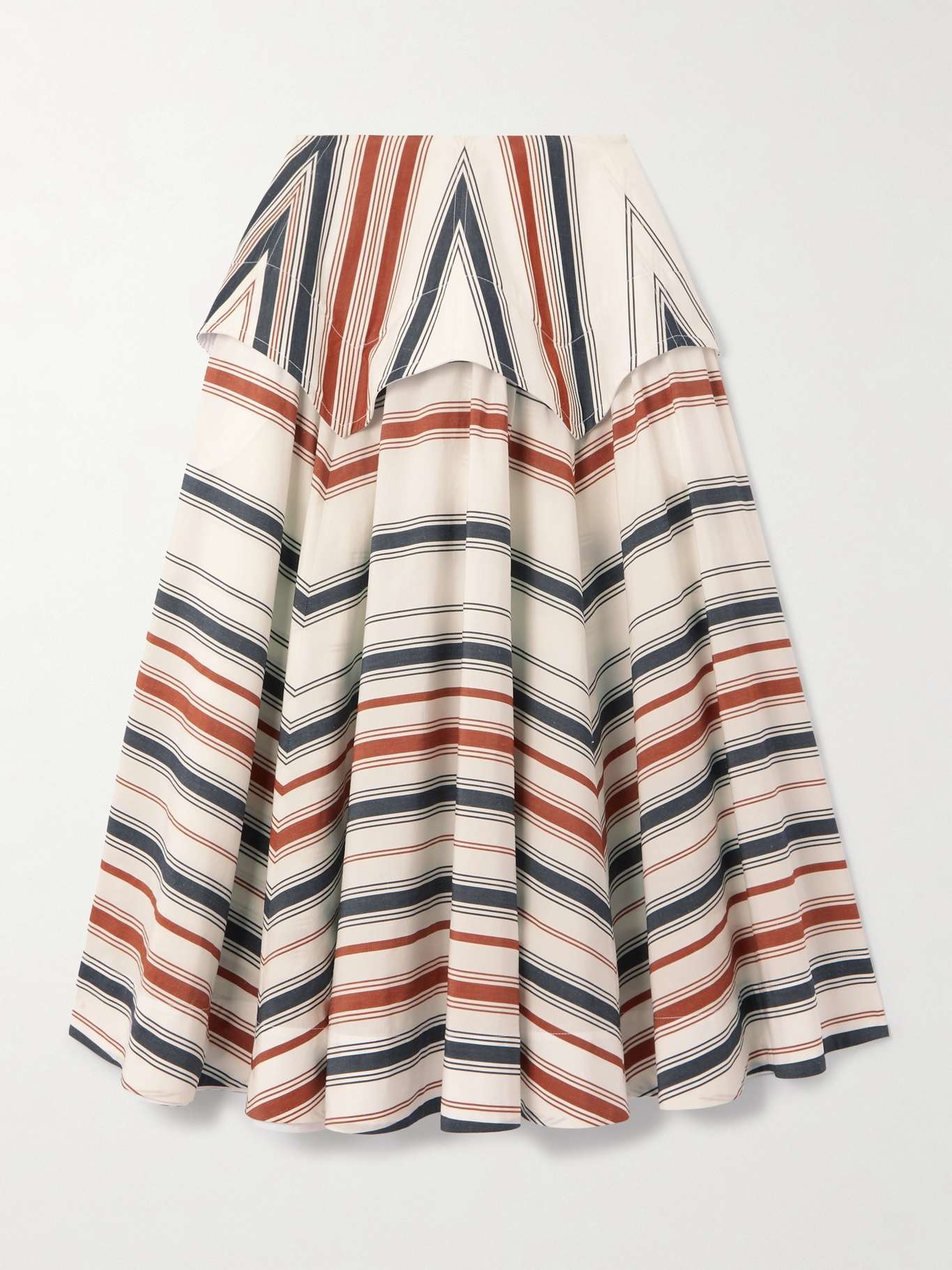 ★SALE★【送料関税無料】BOTTEGA VENETA Linen-And-CottonSkirt Bottega Veneta Striped linen and cotton midi skirt Bottega