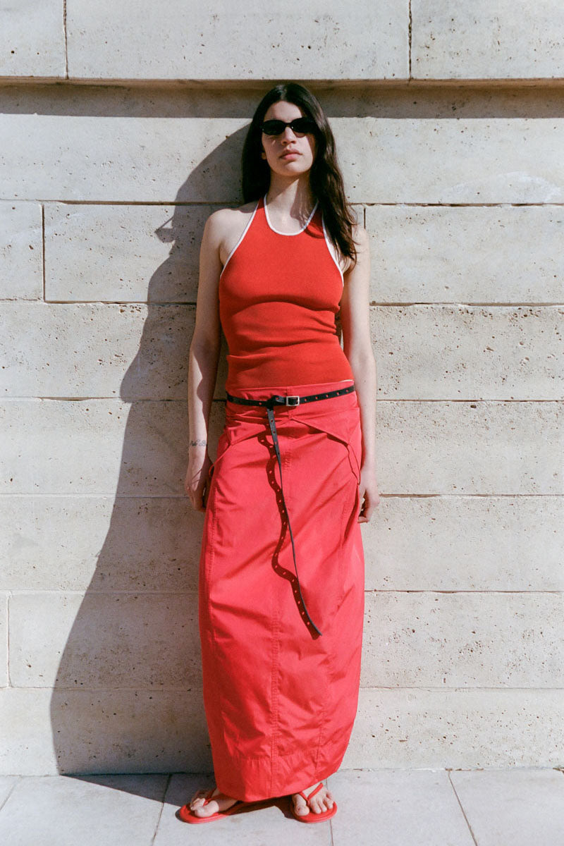 Fine Line Halter Top - Red - 7