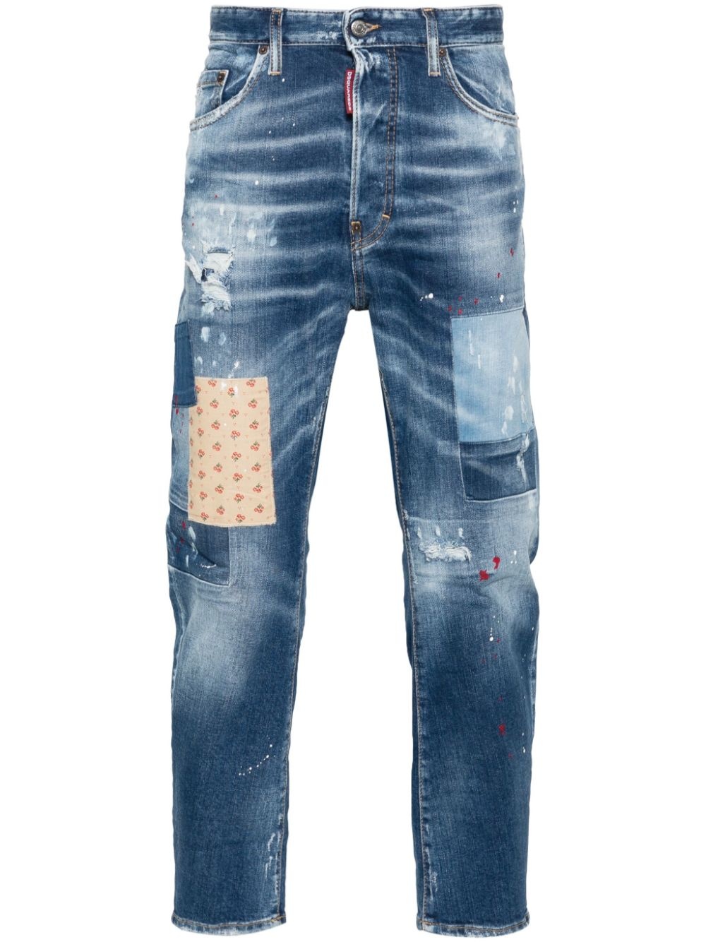 patchwork-detailing distressed jeans - 1