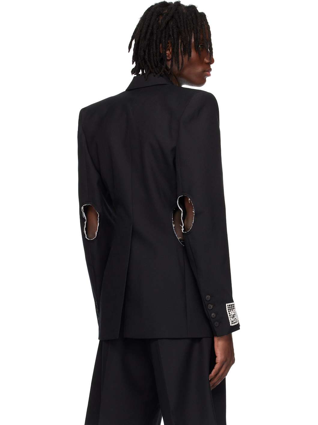 Black Openwork Blazer - 3