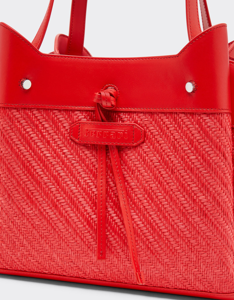 Small Ferrari raffia and leather tote bag 4
