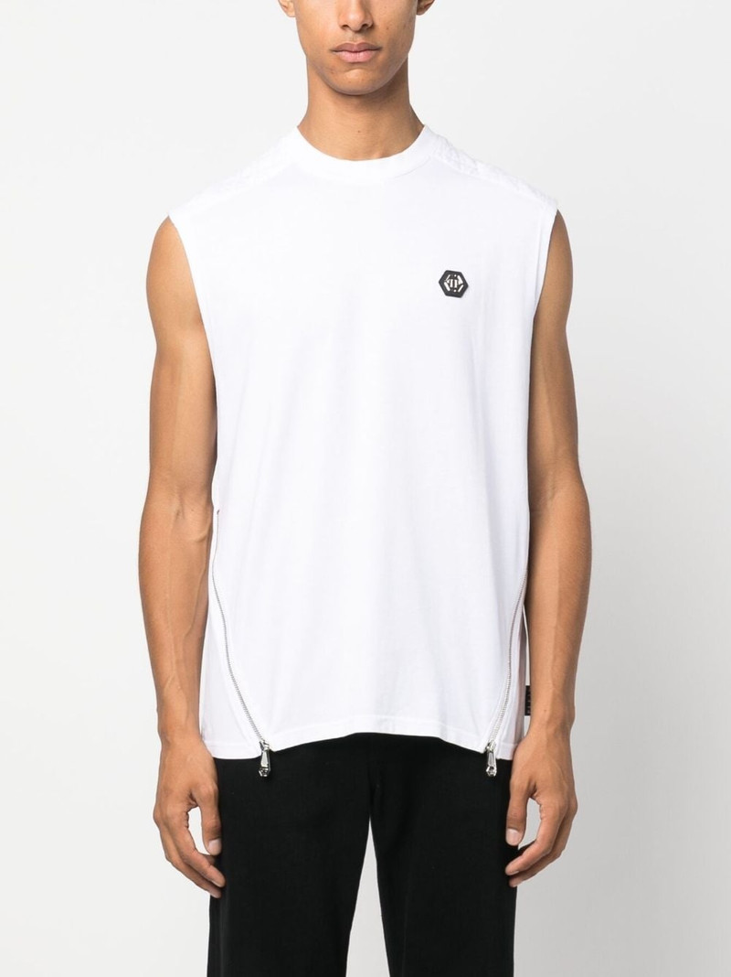 logo-patch sleeveless T-shirt 3