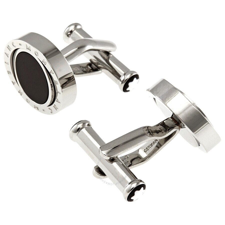 Montblanc Meisterstuck Onyx Inlay Stainless Steel Round Men's Cufflink - 2