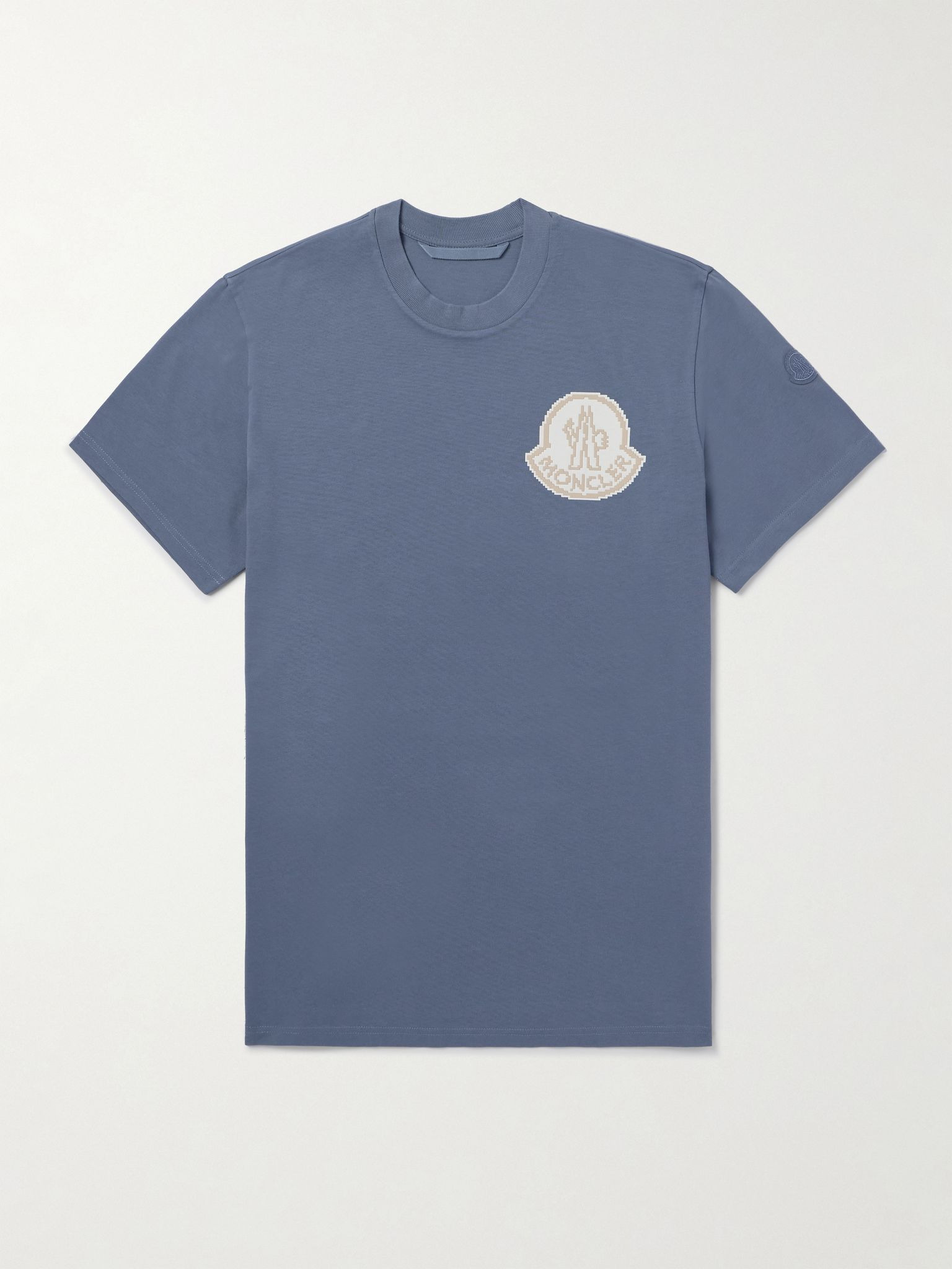 Logo-Appliquéd Cotton-Jersey T-Shirt Light blue - 1