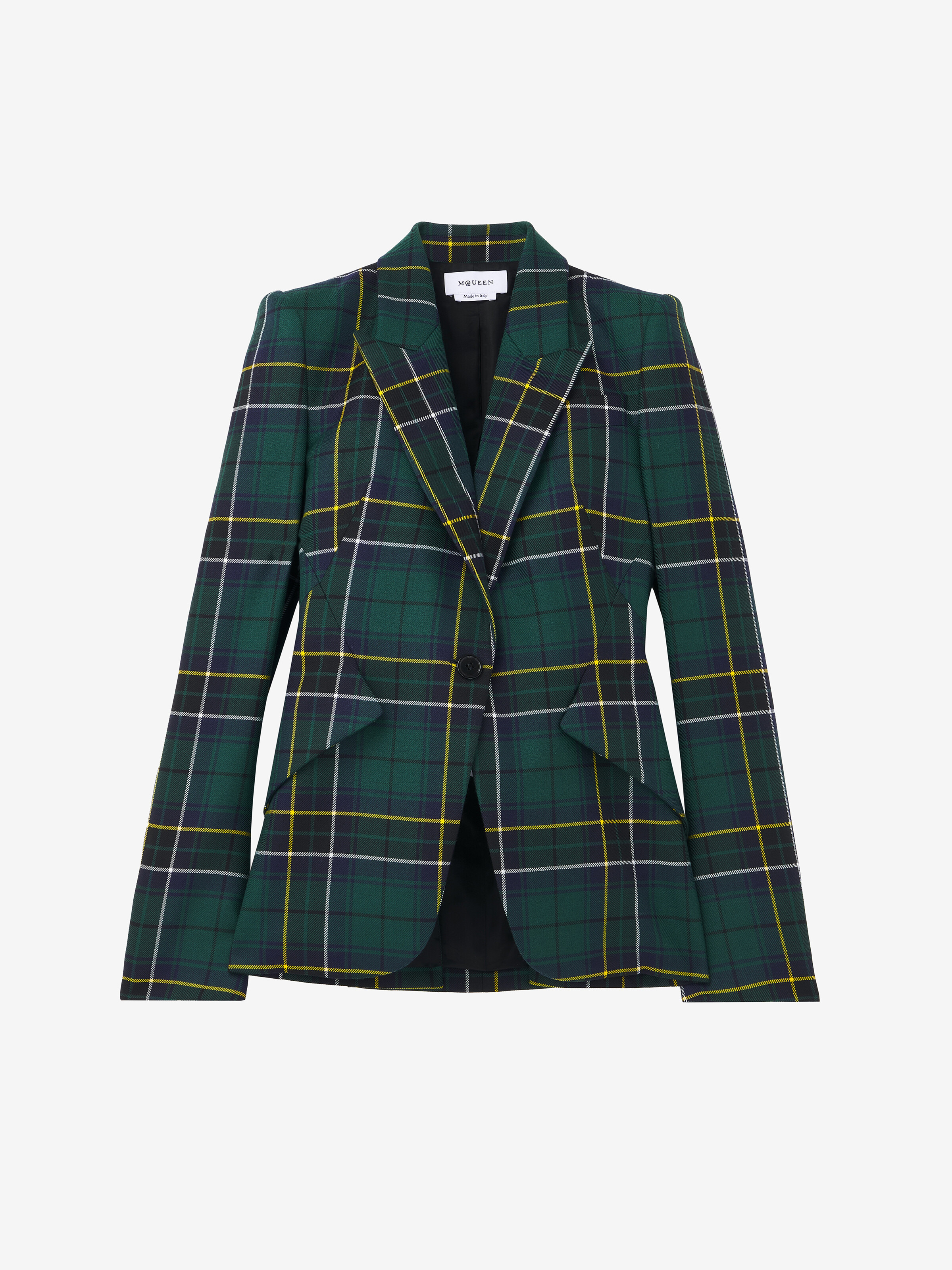 Wool Tartan Peak Shoulder Jacket - 1
