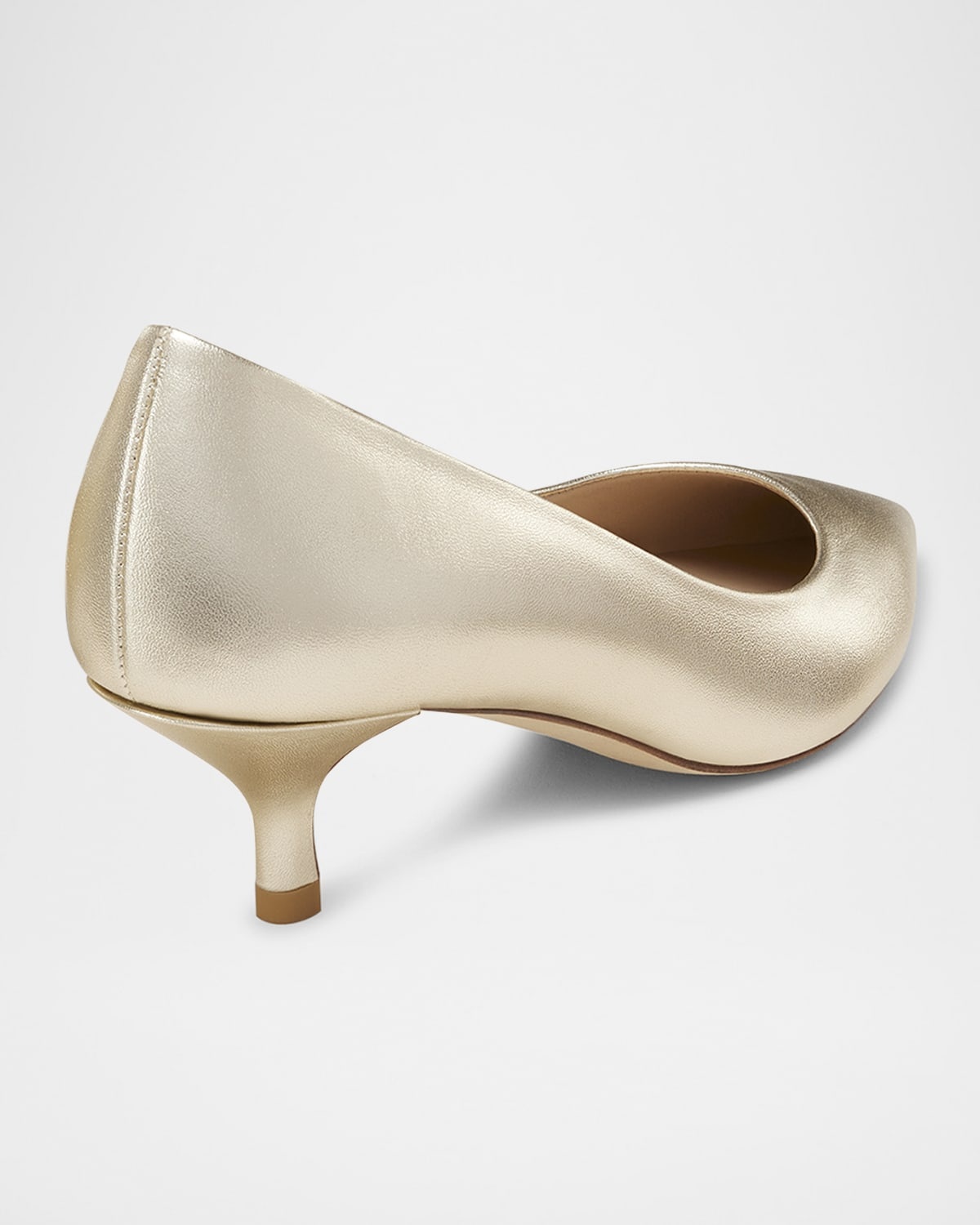 Stuart Metallic Leather Kitten-Heel Pumps - 3