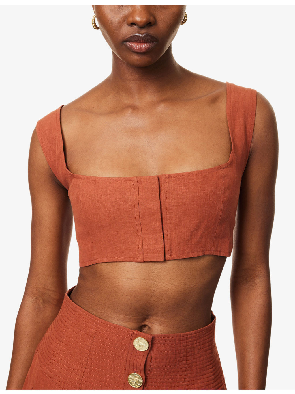 Harissa Cropped Linen Bra Top - 5