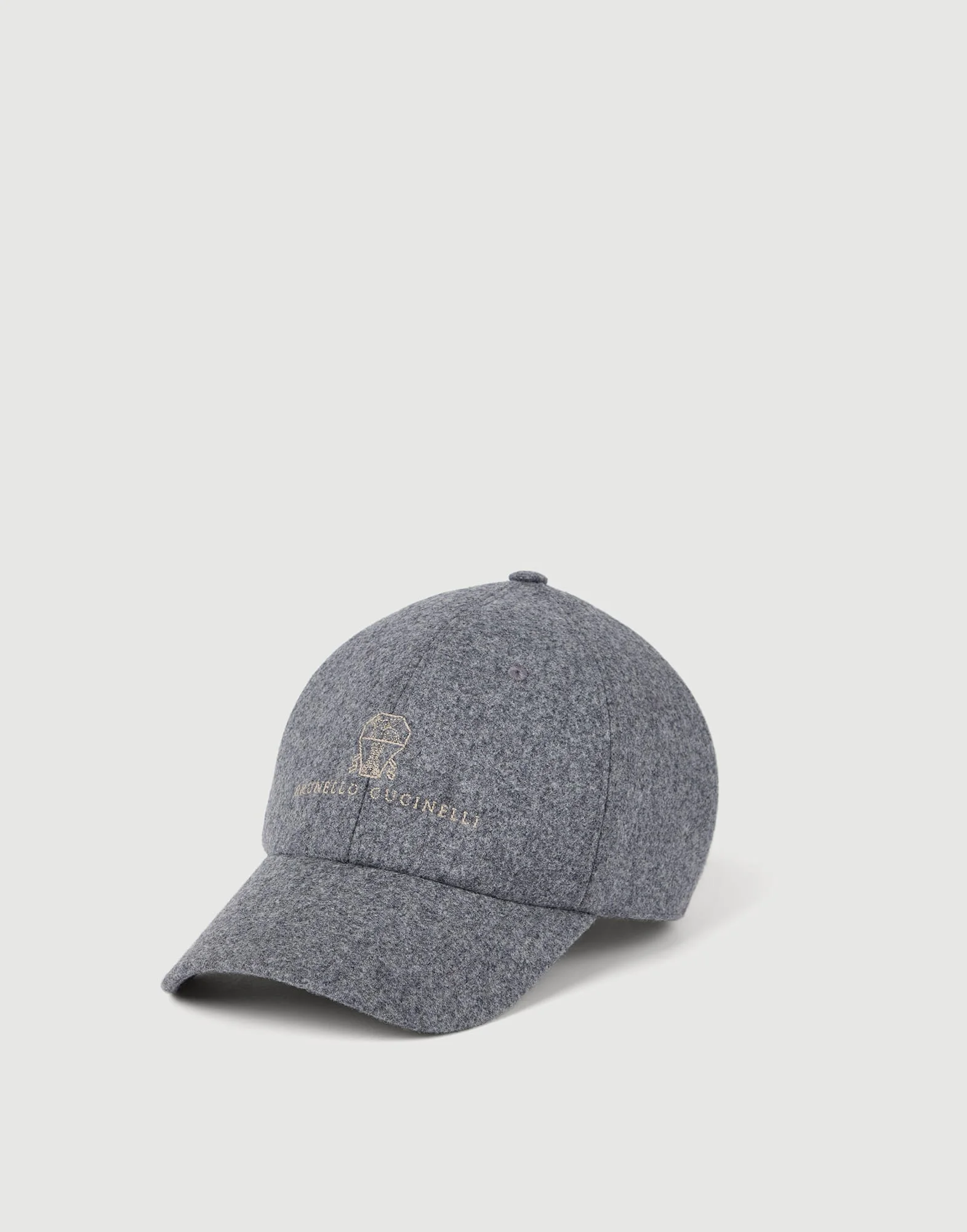 Virgin wool flannel baseball cap with embroidered logo - 1