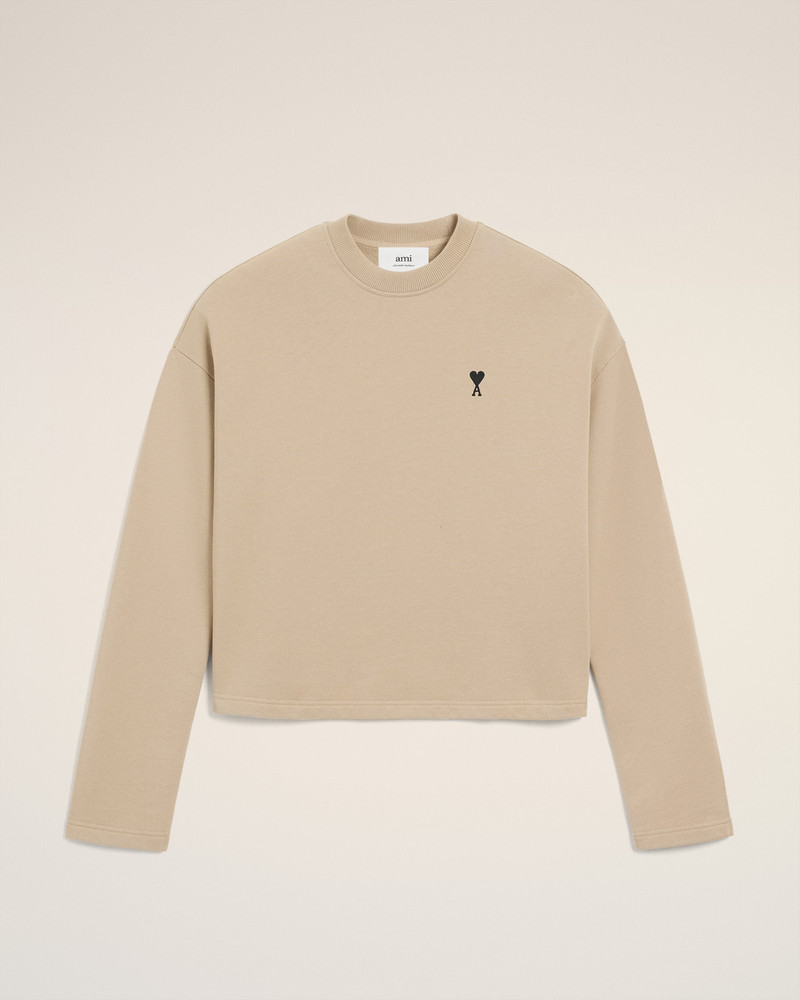 BEIGE COTTON CONTRASTED AMI DE COEUR SWEATSHIRT 1