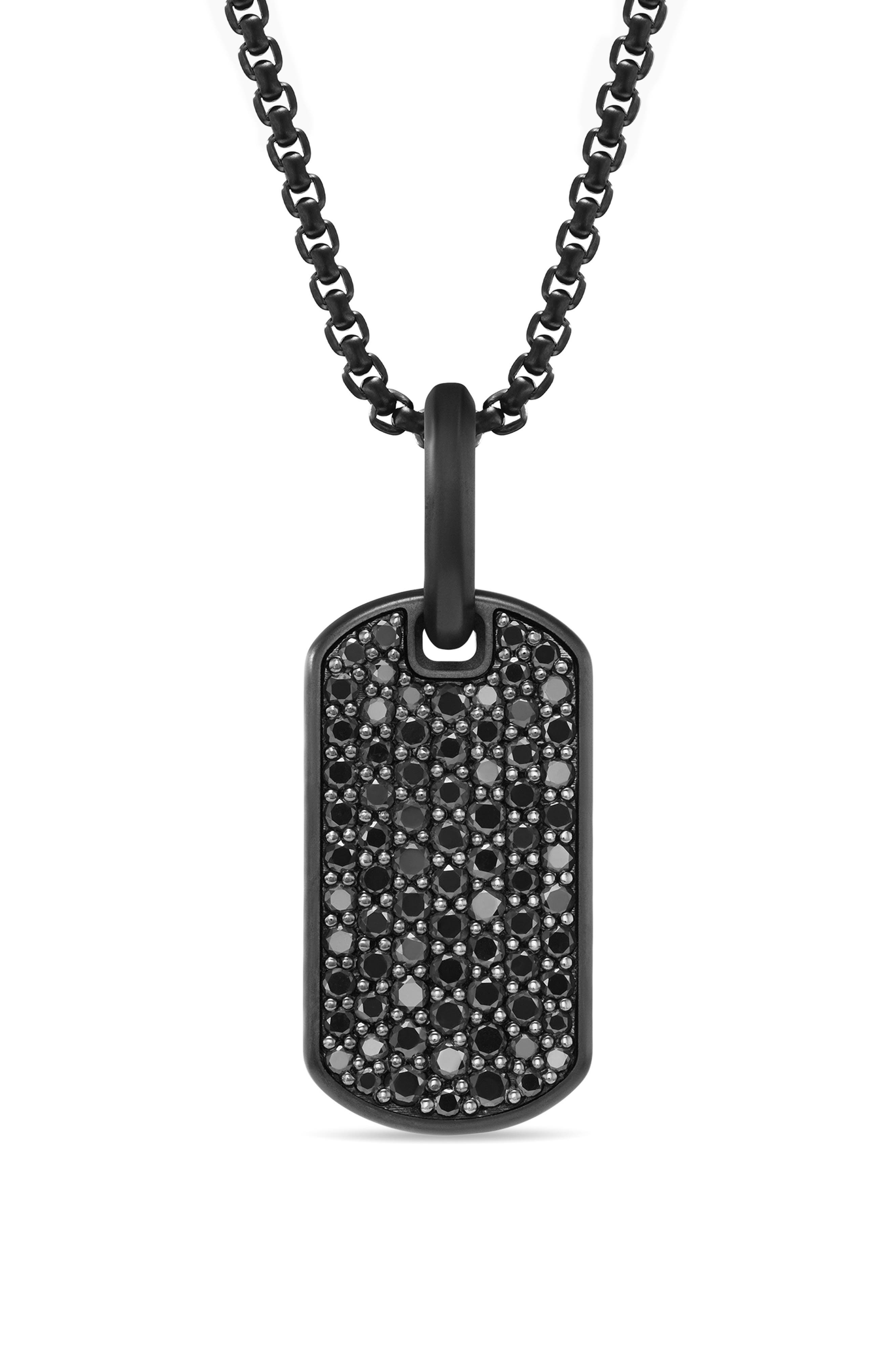 David Yurman Men's Chevron Tag, 21mm in Black Titanium/Silver at Nordstrom - 1