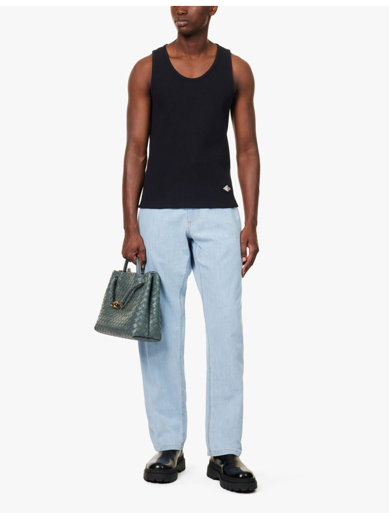 Bottega Veneta Brand-patch sleeveless stretch-cotton top outlook