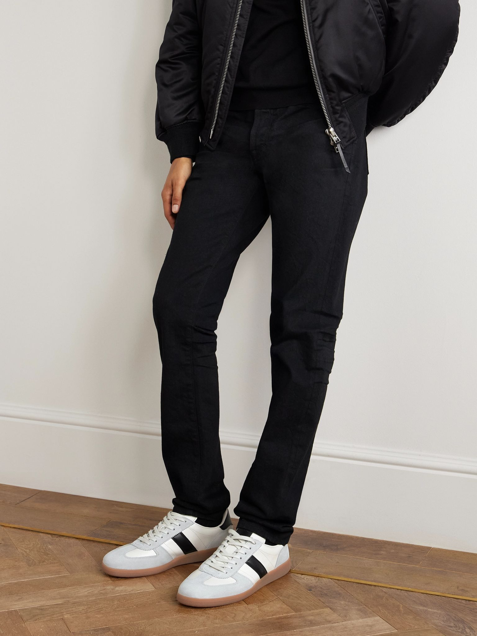 Suede-Trimmed Leather Sneakers White - 2