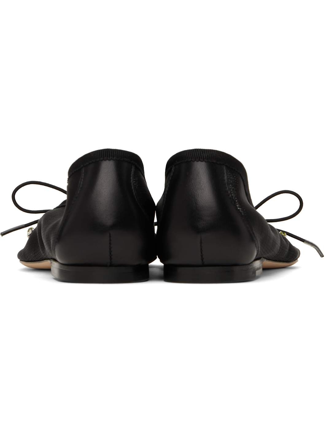 Black Mesh Embellished Ballerina Flats - 2