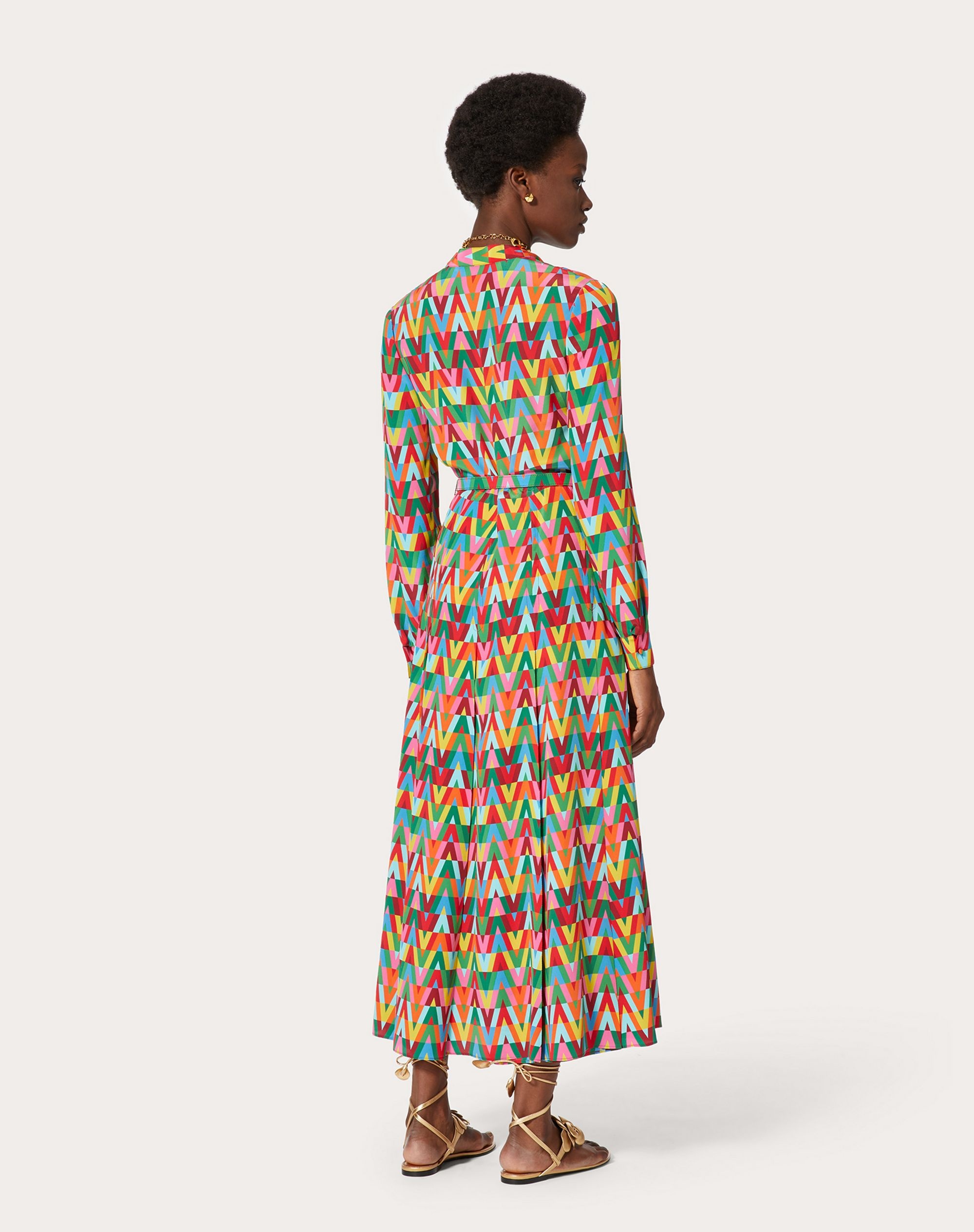 PRINTED CREPE DE CHINE DRESS - 4