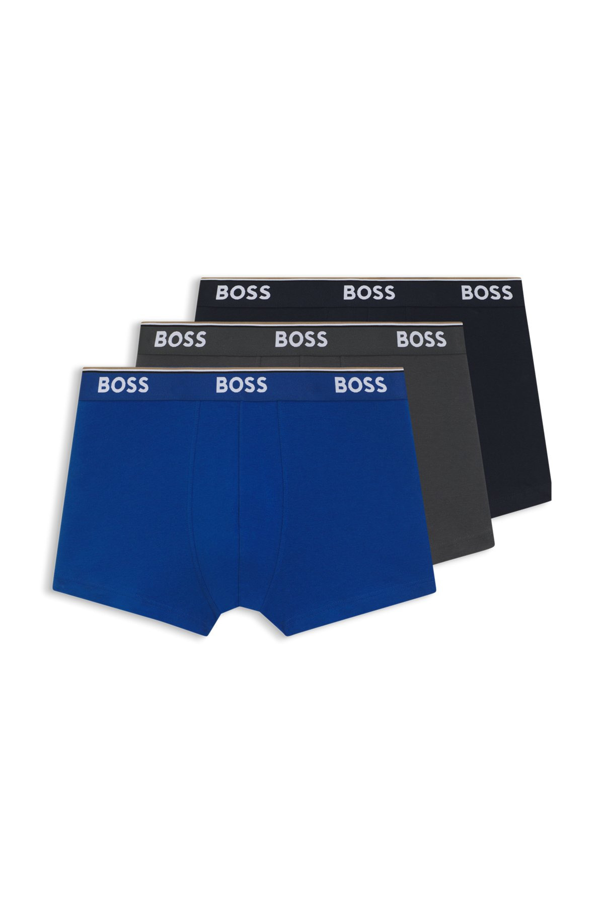 THREE-PACK OF STRETCH-COTTON TRUNKS WITH LOGO WAISTBANDS - 1