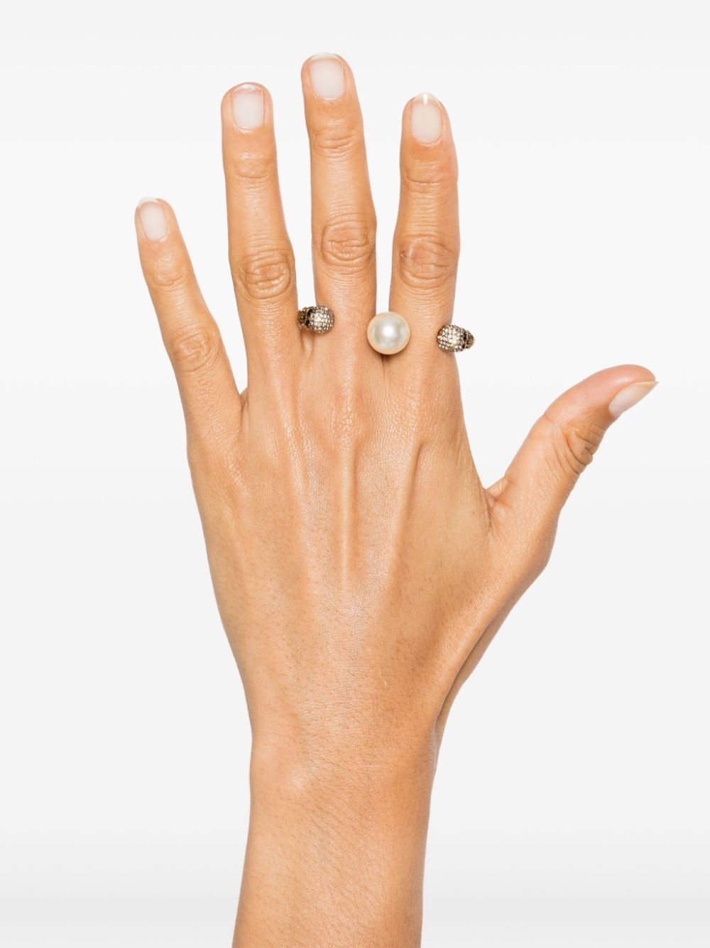 pearl skull double-ring - 2