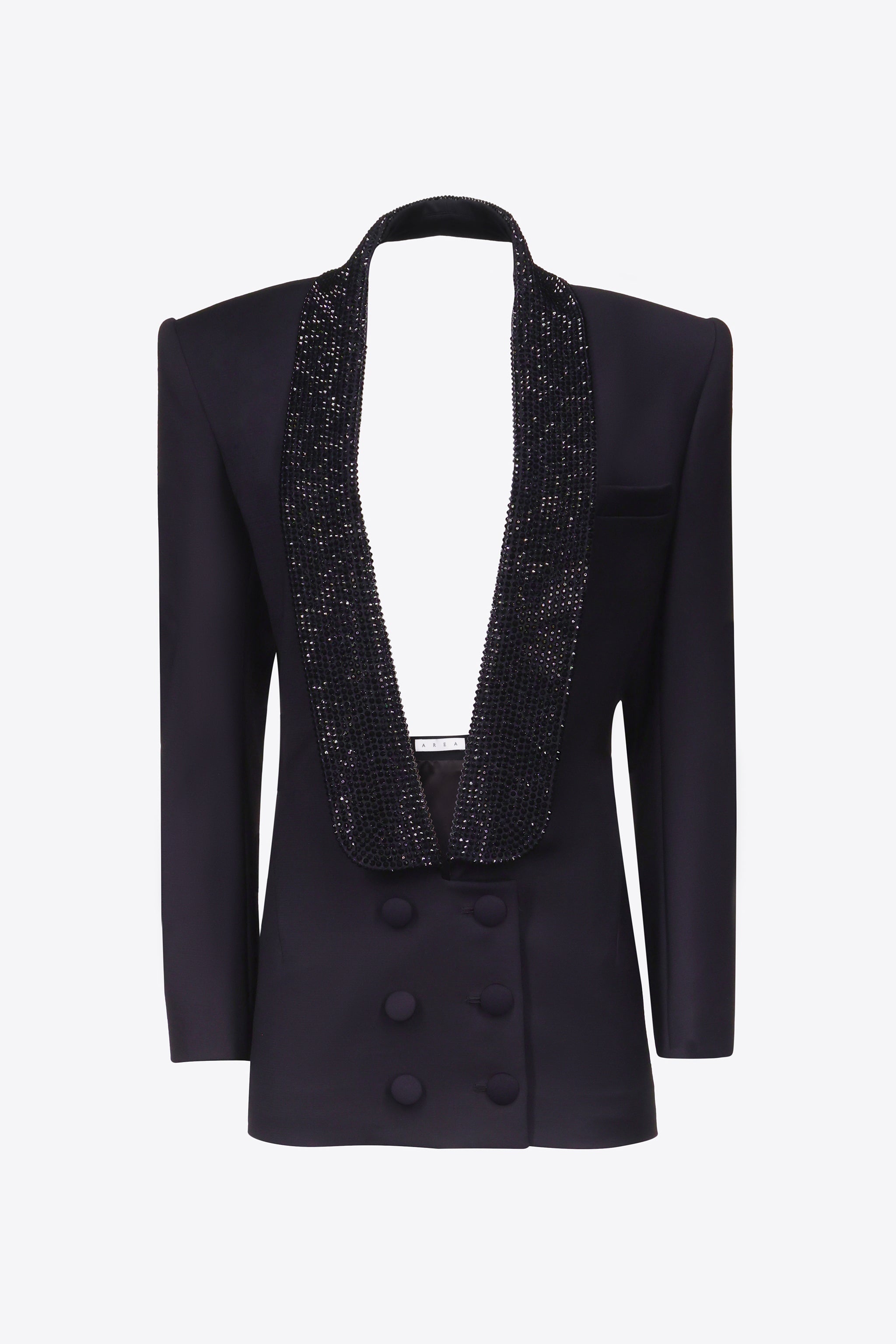 CRYSTAL EMBELLISHED TUXEDO DRESS - 1