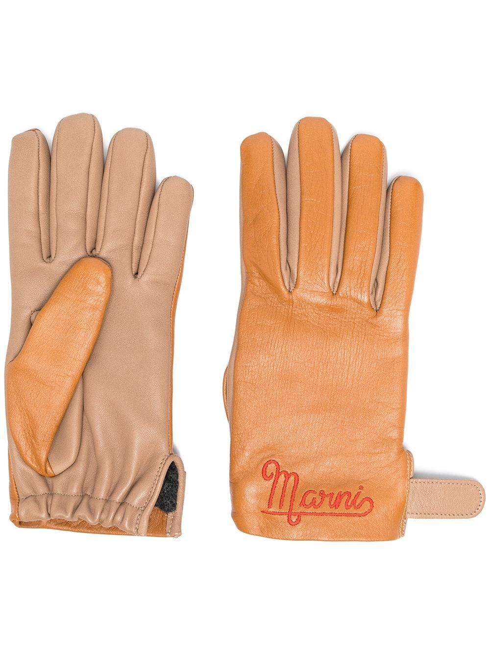 embroidered-logo leather gloves - 1