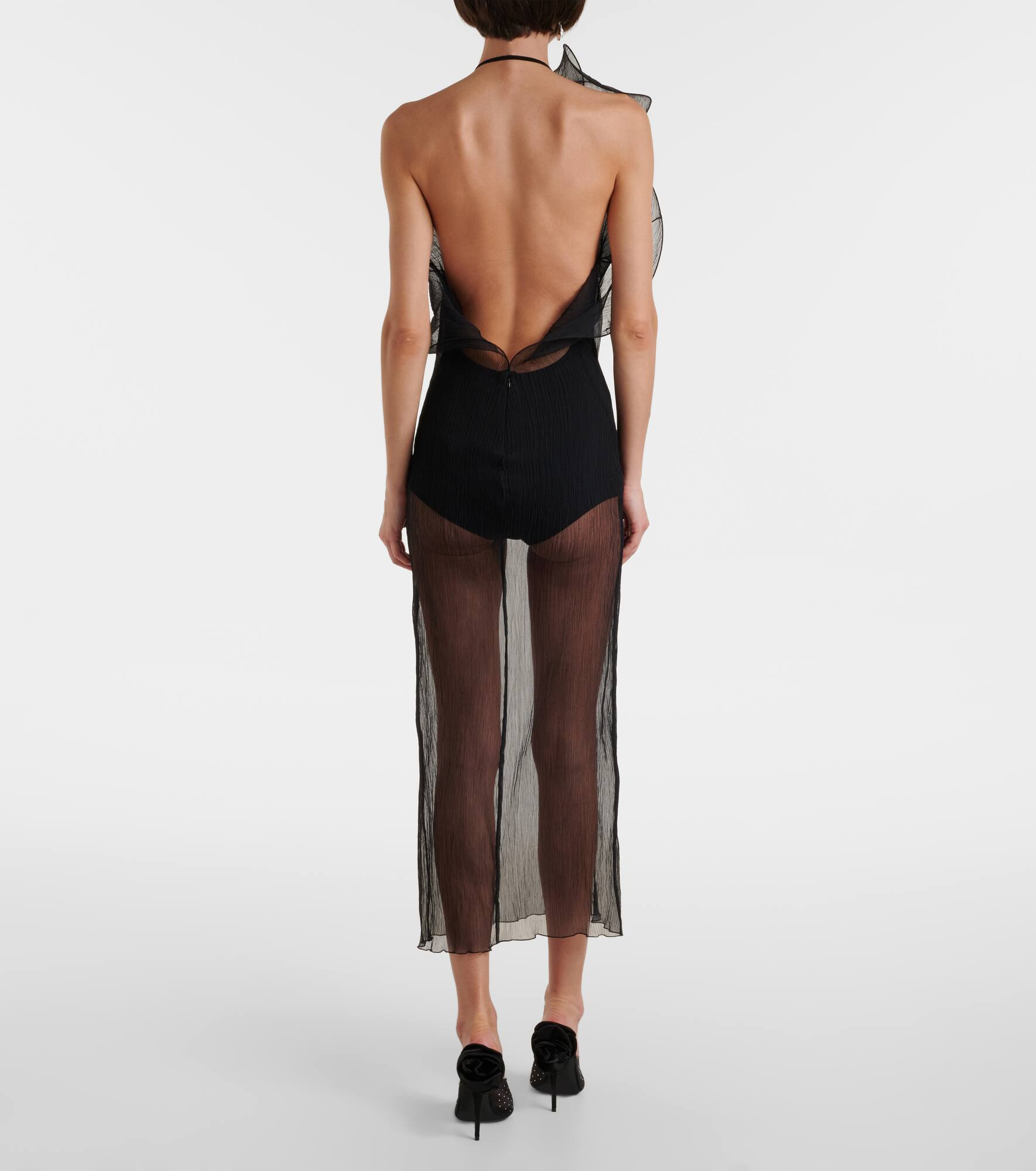 Sheer silk organza midi dress - 3