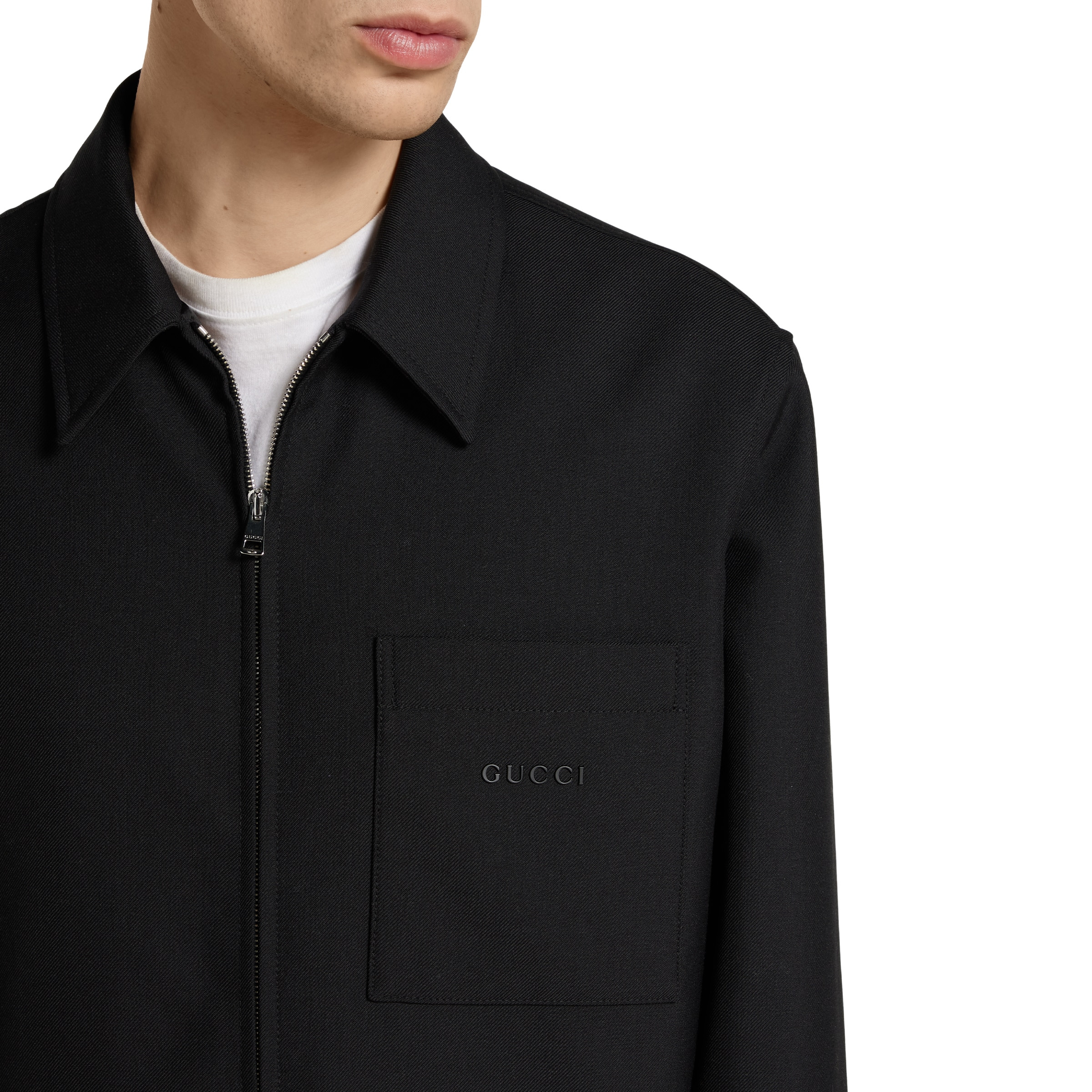 Wool twill zip overshirt - 5