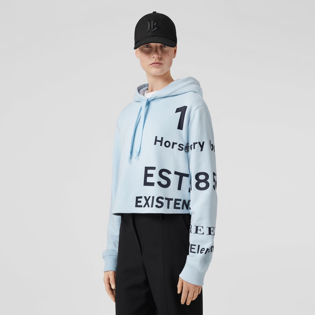 Horseferry Print Cotton Cropped Hoodie - 2