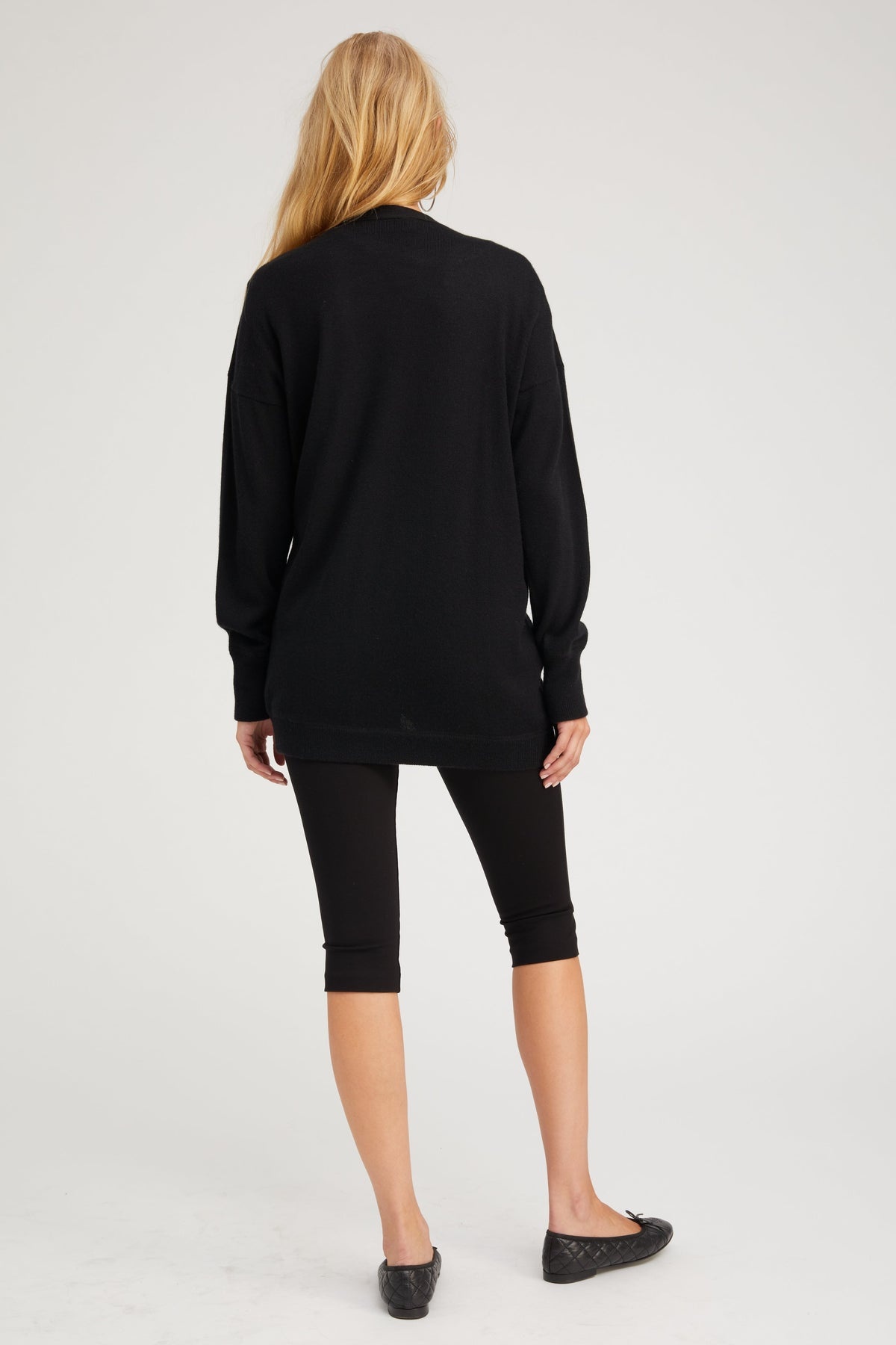 BLACK CASHMERE BOYFRIEND CARDIGAN - 7
