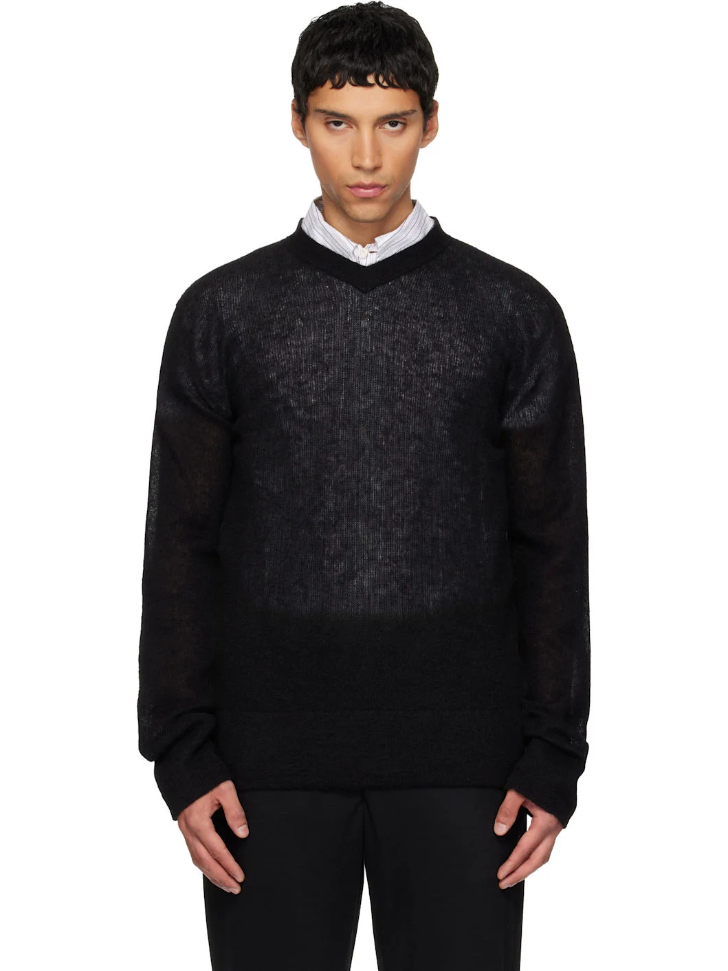 Black V-Neck Sweater - 1