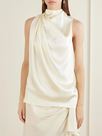 HEIRLOME Kate draped silk-satin top Ivory - HL-XII-05155IVORY | REVERSIBLE