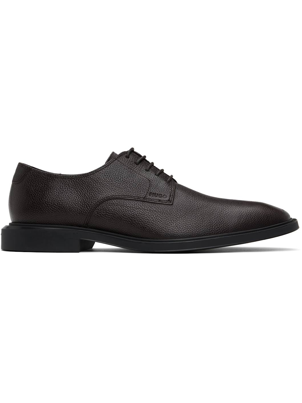 Brown Grained Leather Derbys - 1