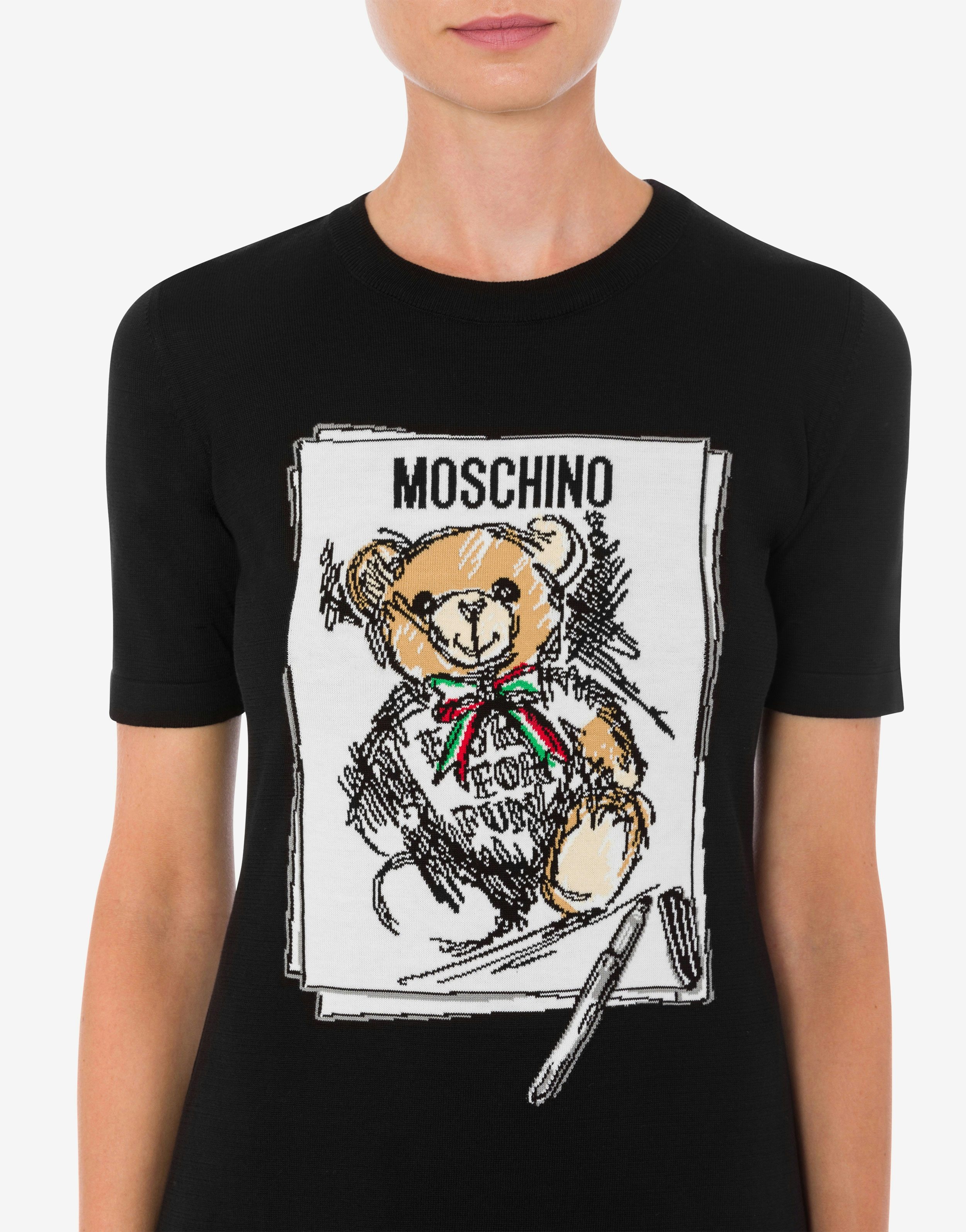 COTTON DRESS WITH MOSCHINO TEDDY BEAR - 4