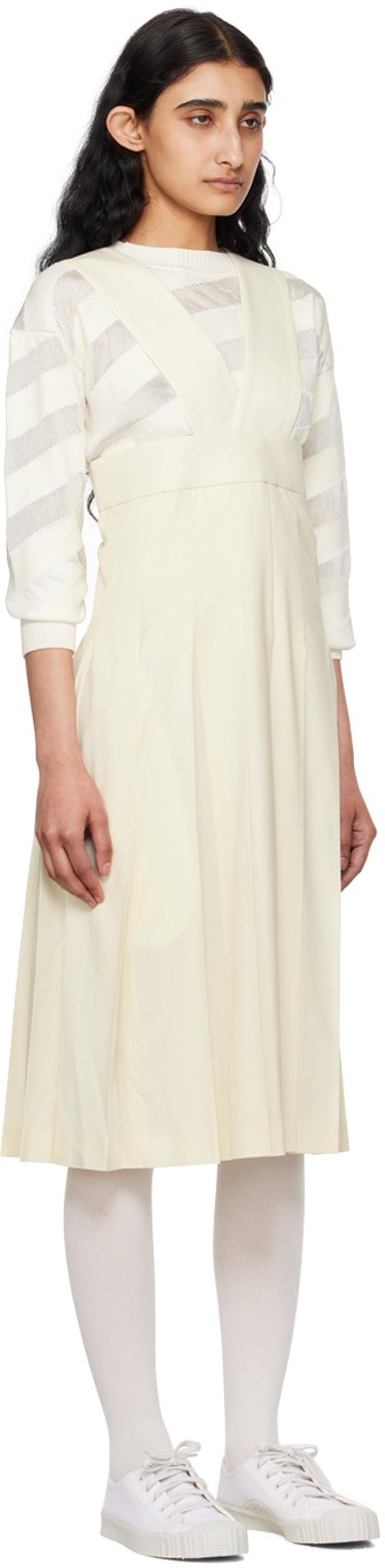 Comme des Garçons GIRL Off-White Pleated Midi Dress outlook