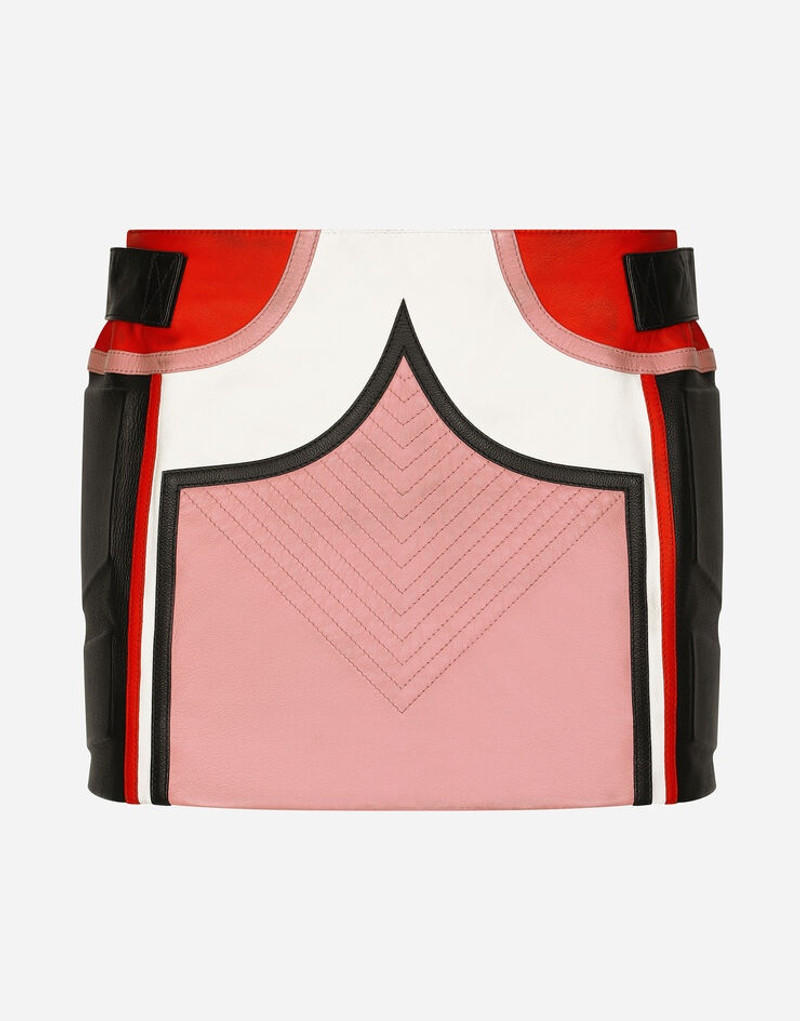 Multi-color leather miniskirt - 1