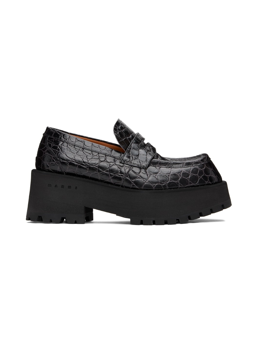 Black Croc Loafers - 1