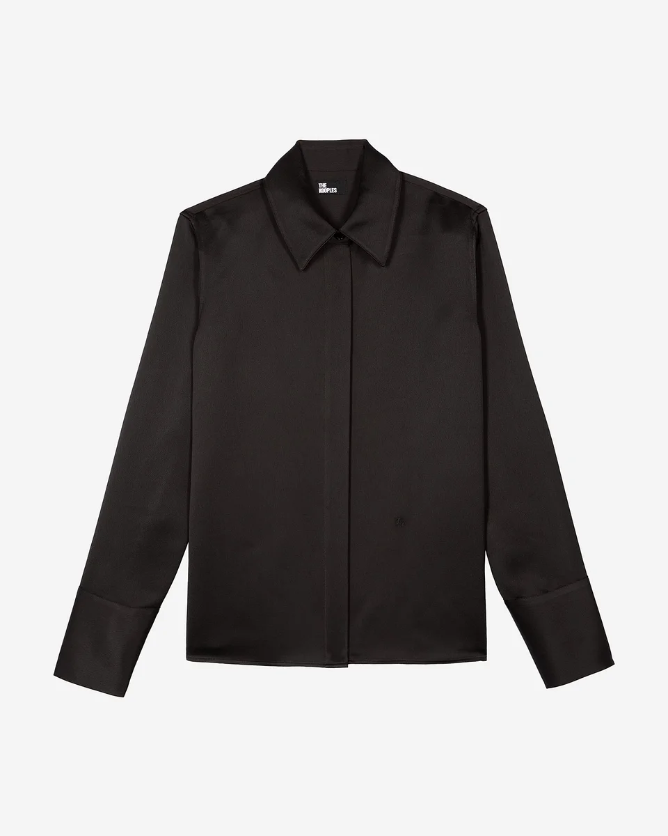 BLACK SATIN SHIRT - 1