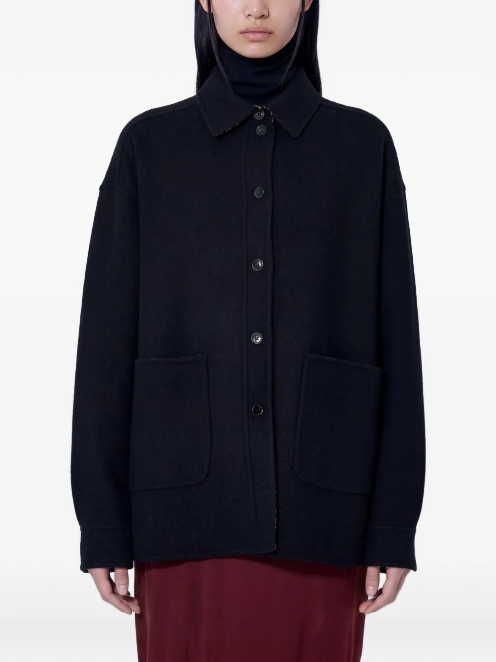 reversible button-down wool jacket - 1